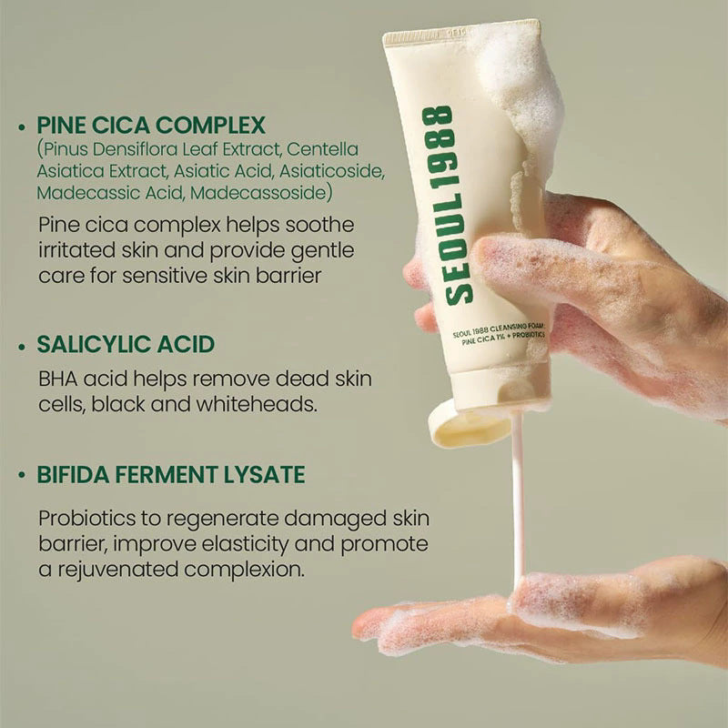 SEOUL 1988 Cleansing Foam : Pine Cica 1% + Probiotics