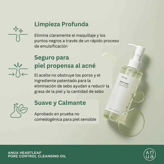Anua - Aceite Limpiador desmaquillante Heartleaf Pore Control